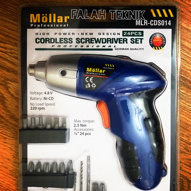 MOLLAR CDS014 Mesin Bor Obeng Baterai CORDLESS SCREWDRIVER SET