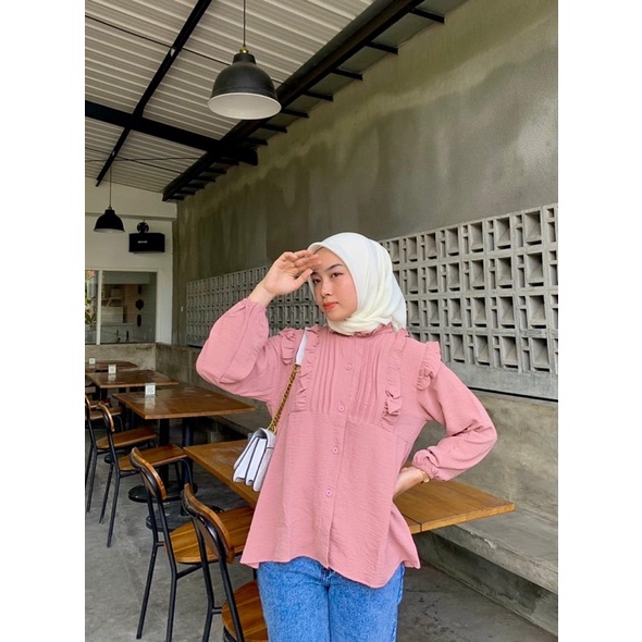 Blouse Puffy Crinkle Airflow Kemeja Puffy Premium Arina Blouse