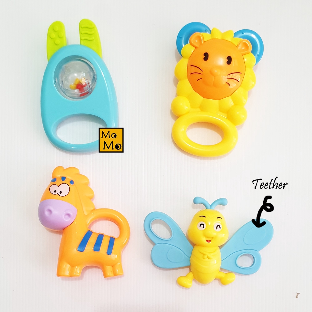  Rattle  And Teether  Playset 4Pcs Mainan Bayi Rattle  