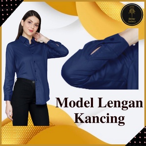 kemeja wanita casual blouse wanita korean style oversize polos lengan panjang terbaru kekinian SS04-7