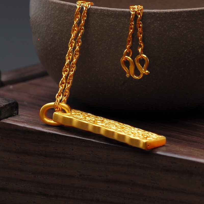 [Ready Stock]Fashion Gold-Plated Rectangular Pendant Necklace