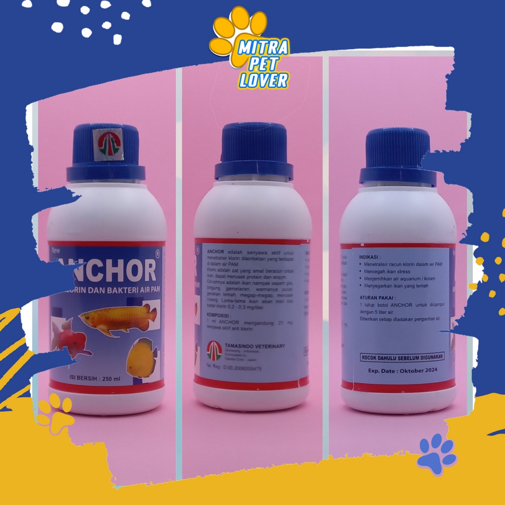 OBAT IKAN PENETRALISIR CHLORIN - ANCHOR 250 ML - ANTI ZAT BERACUN KLORIN AIR PAM JADI NETRAL - DINSEFEKTAN - ANTI CHLORINE - MURAH GARANSI KUALITAS ASLI ORIGINAL - ANIMAL VETERINARY TAMASINDO KESEHATAN &amp; VITAMIN TERNAK HEWAN PELIHARAAN MITRAPETLOVER