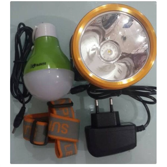 Senter Kepala Headlamp Sunpro SL-8808 Putih 10 Watt Charger bonus Lampu