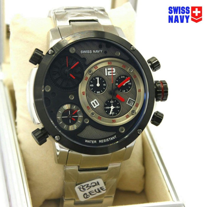 jam tangan SWISS NAVY SN8321M ORIGINAL RANTAI TRIPLE TIME 3 WAKTU