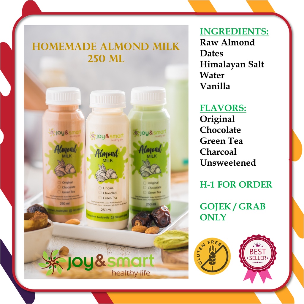 

Joy Smart Healthy Life Homemade Almond Milk 250 ml Pure Fresh Susu Almond Non Dairy