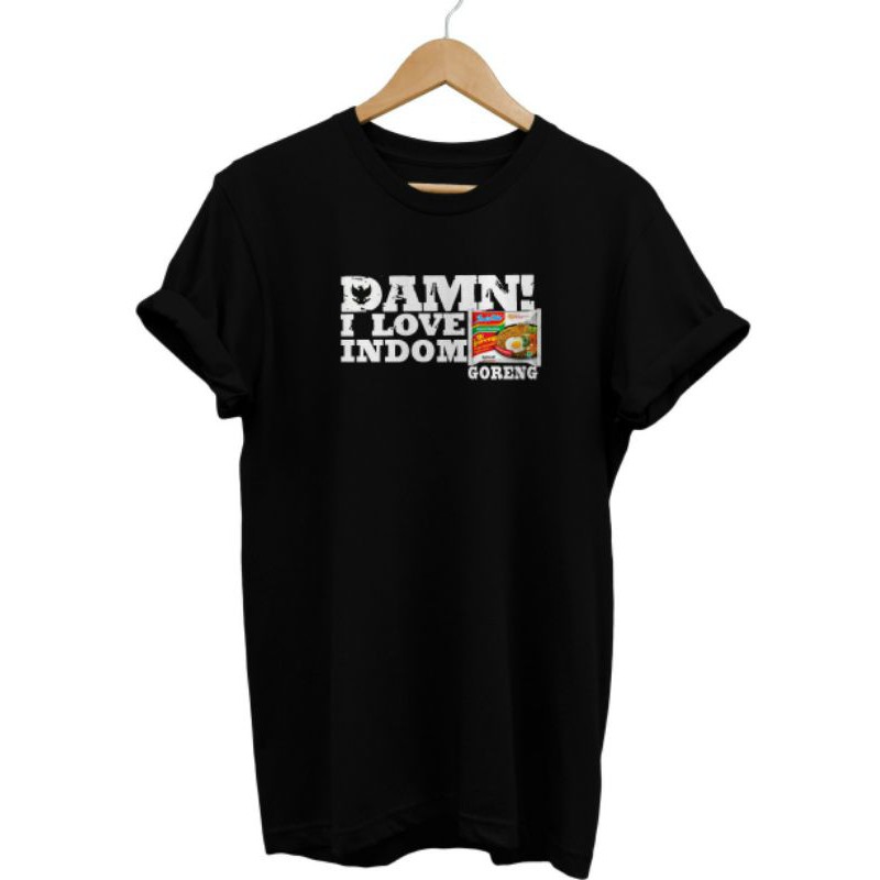 KAOS DAMN I LOVE INDOMIE GORENG BAJU INDOMIE KATUN COMBED 30S