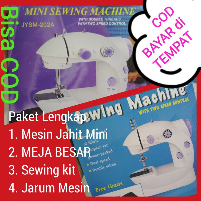 Paket 4 In 1 Mesin Jahit Mini Portable Meja Besar Sewing Kit Jarum Mesin Shopee Indonesia