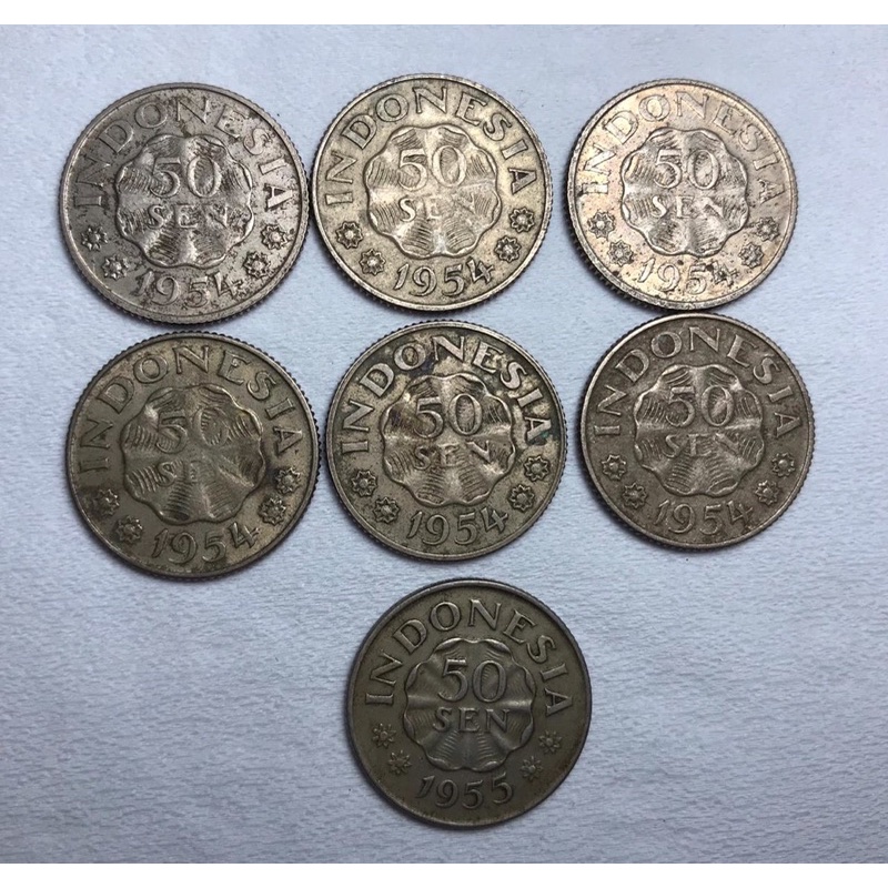 Koin Kuno 50 Sen Dipanegara 1954 ada 6pcs dan 1957 ada 1pcs Borongan