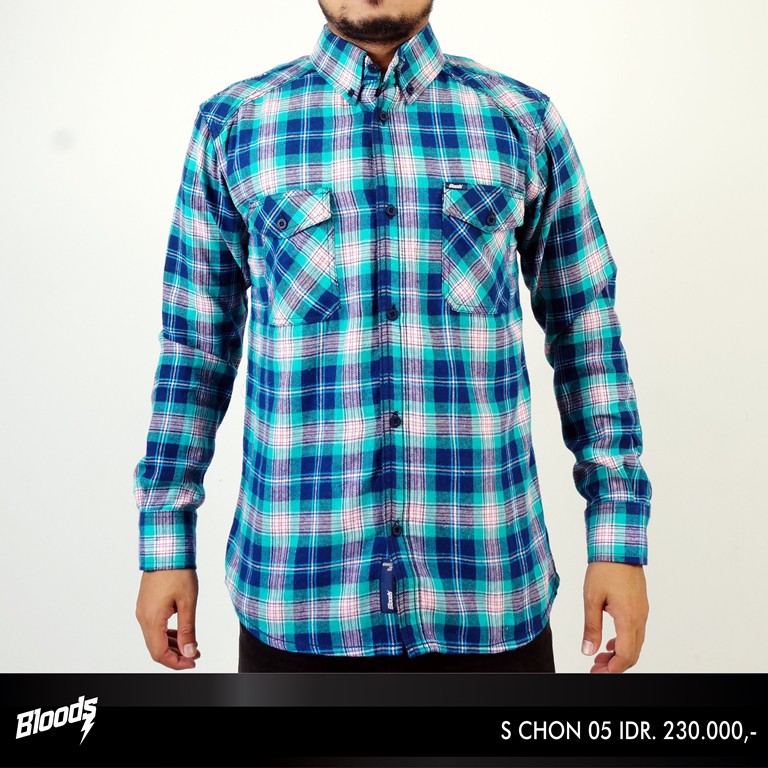 Kemeja Kasual Pria / Kemeja Flanel S CHON 05 BLOODS Original