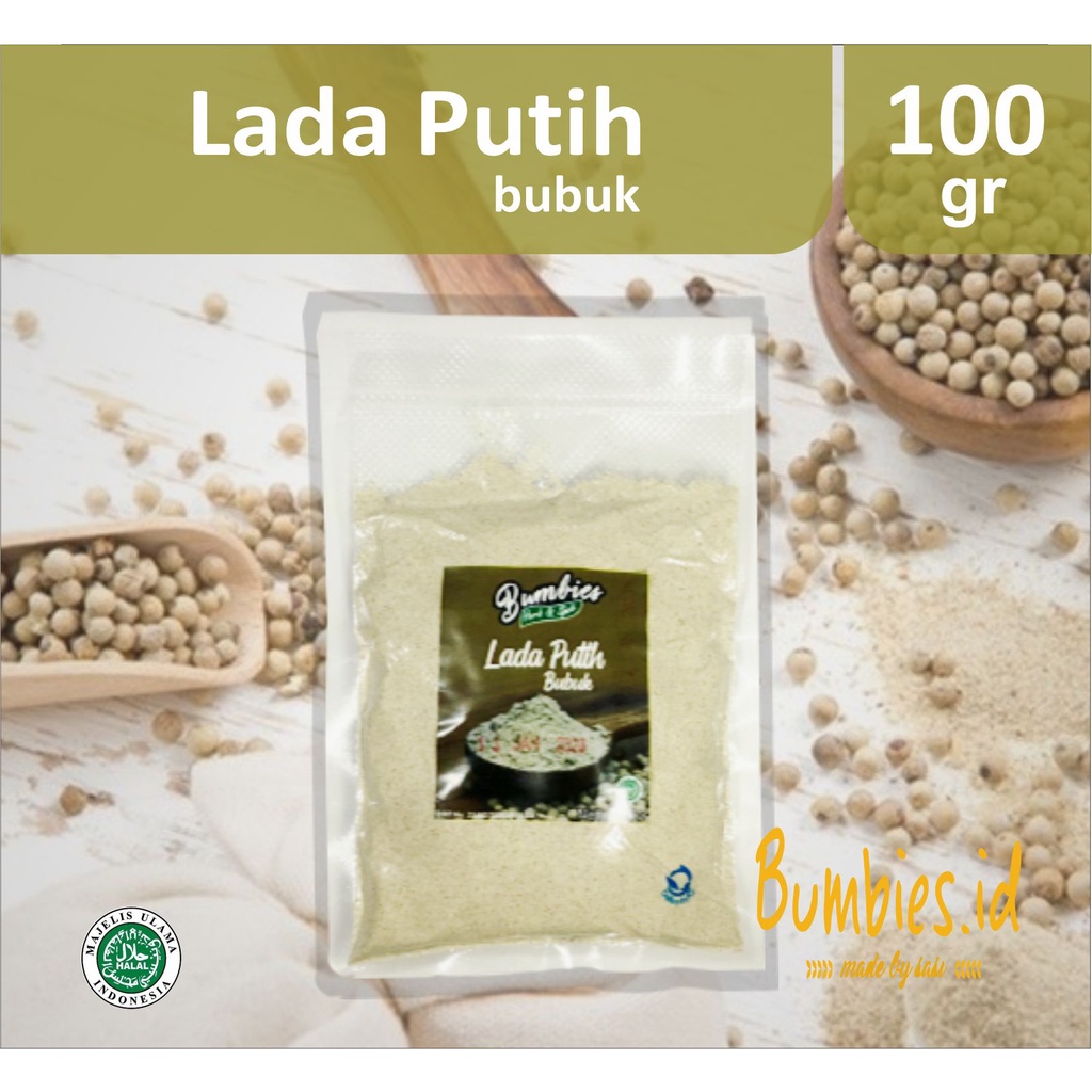 Lada Putih Bubuk 100gram 𝘽𝙪𝙢𝙗𝙞𝙚𝙨 𝙋𝙧𝙤𝙙𝙪𝙘𝙩 | Finely Ground White Pepper | Merica Putih