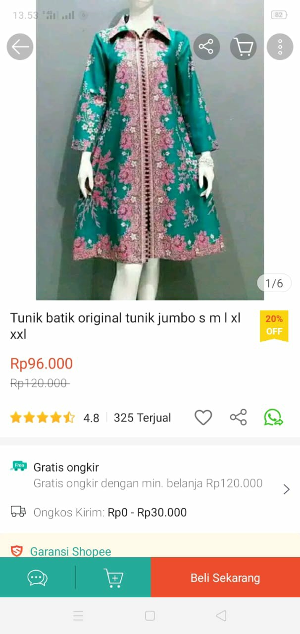 Tunik Batik Original Tunik Jumbo S M L Xl Xxl