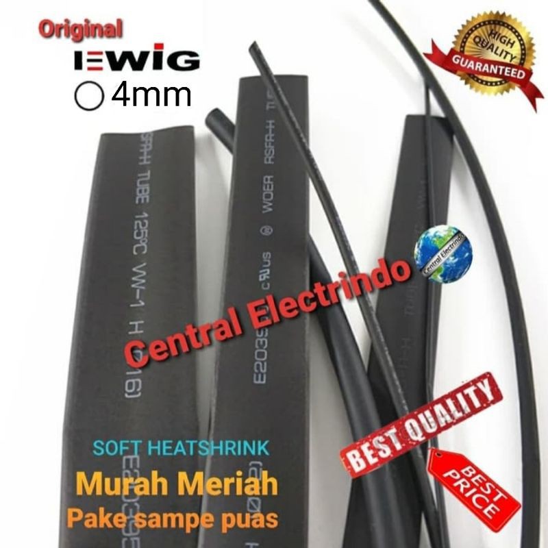 HeatShrink Tube 4mm Selongsong Bakar 1meter EWIG.