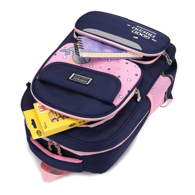 Rya.id - Tas  Ransel Sekolah Anak Perempuan Anak Laki-laki Sekolah Dasar Ransel Besar Nilon Kartun Cetak Paus - Tas Ransel Anak Perempuan Sd Tk Paud Populer Multifungsi