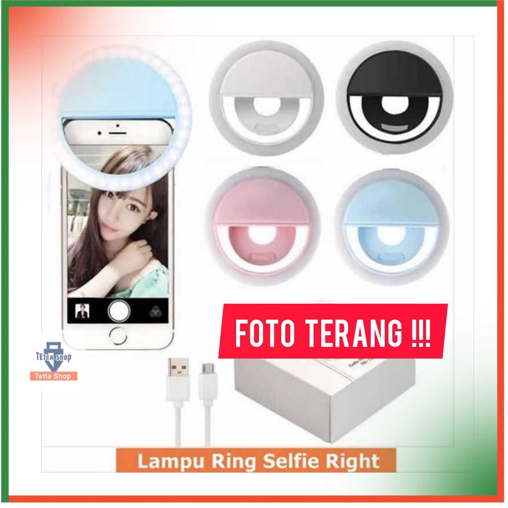 Lampu Selfi Bundar Mini Buat HP Penerang Bentuk Ringlight Kecil Tambahan Cahaya Penerang Saat Foto Pakai HP