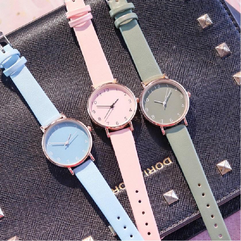 BAJ Jam Tangan Wanita Kulit Korea Strap PU Leather Polos Analog Quartz Fashion Korean Watch Casual JF072