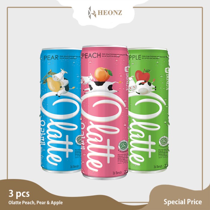 

MINUM-SIAP-DRINK-TO-READY- HOT BUNDLE OLATTE PEAR + OLATTE PEACH + OLATTE APPLE -READY-TO-DRINK-
