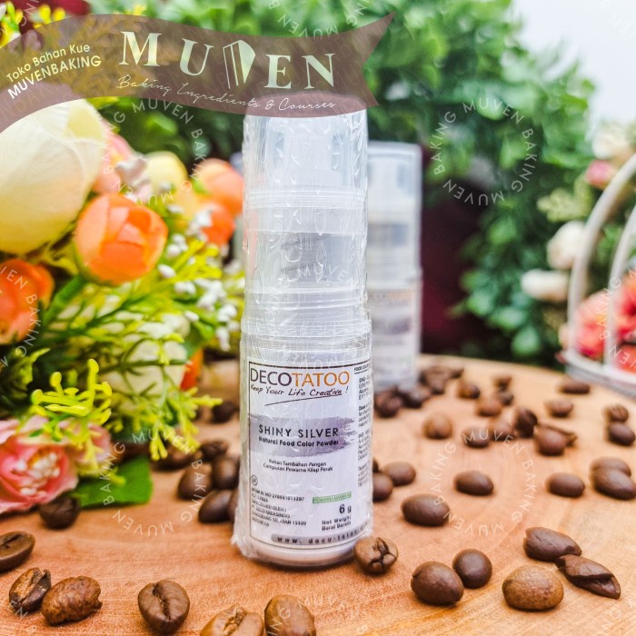 

SILVER LUSTRE 6 Gr DECO TATOO SHINY FOOD COLOR POWDER PEWARNA BUBUK