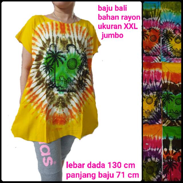 BH 12 Meygrosir baju bali  rayon bagus XXL pelangi  love 