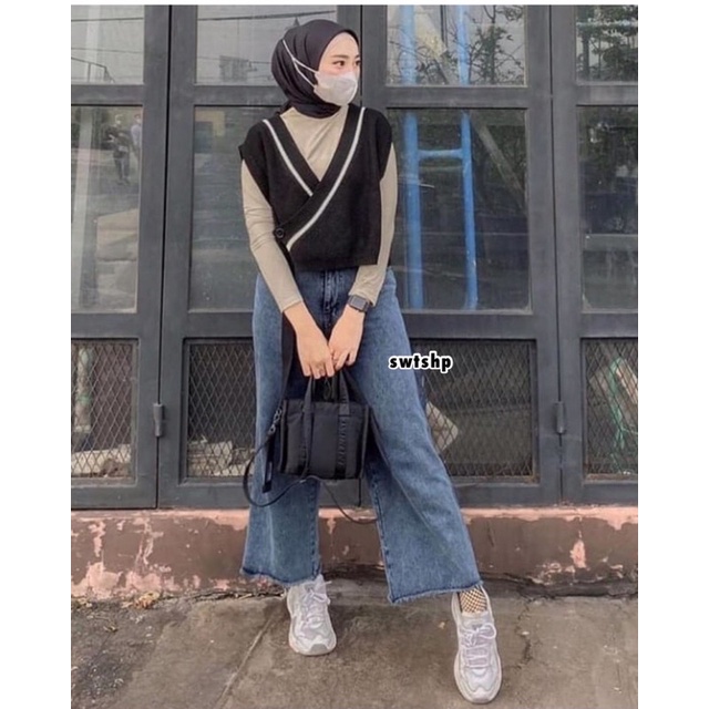 KULOT JEANS SNOW RAWIS // KULOT JEANS HIGHWAIST JUMBO // CELANA BOYFRIEND KULOT RAWIS