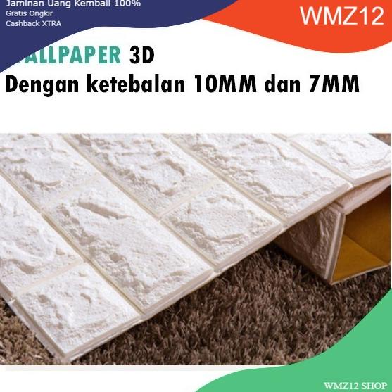 Banjir Promo 7.7 Wallpaper batu bata putih 3D Foam 10mm dan 7mm wallfoam 3d wallpaper tebal wallpape