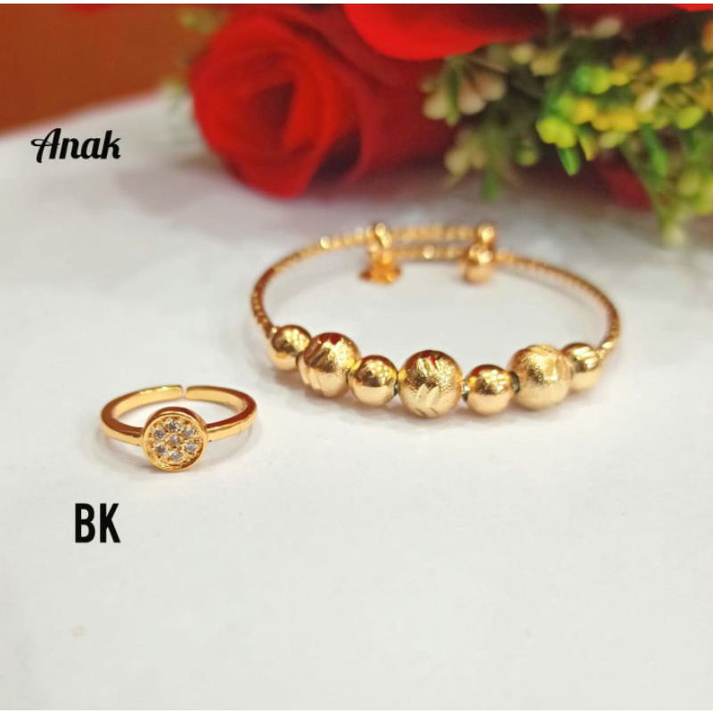Gelang Tangan Anak Bola Free Cincin Anak Permata Zircon Gold dan Silver Perhiasan Anak