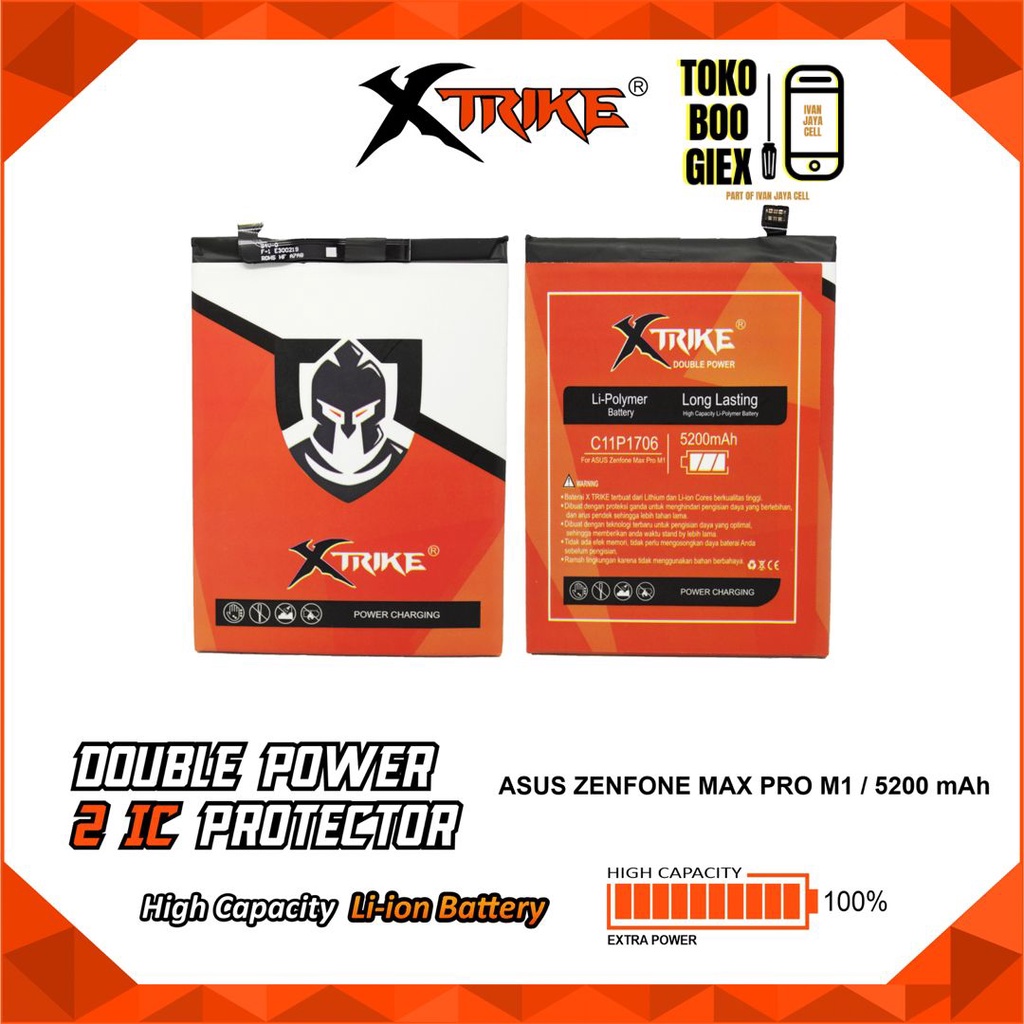 Baterai XTRIKE Double Power Original ZENFONE C11P1706 / ZENFONE MAX PRO M1 Batre Batere