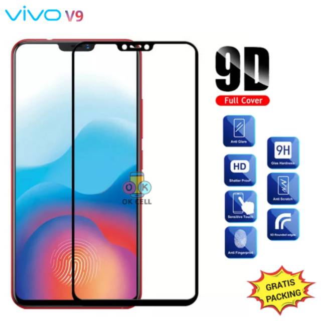 TG Anti Gores Layar Vivo V9 Tempered Glass Full Screen Protector Pelindung Kaca Layar Premium