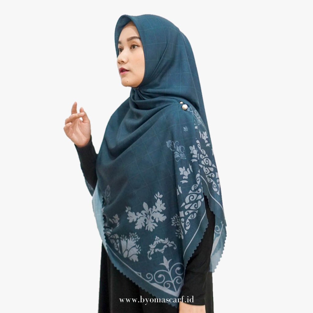 Hijab Voal Printing Lasercut Segiempat Jilbab Syari Premium Ultrafine Keraton 140x140cm
