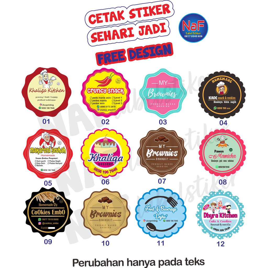 

CETAK STIKER LABEL LOGO PRODUK KEMASANAN MAKANAN MINUMAN VINYL A3+ CUSTOM ANTI AIR + CUTTING MURAH