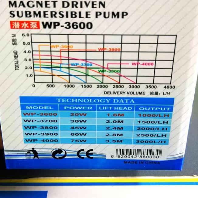 ★★ 0VR Pompa air yamano 3600 aquarium / pompa celup yamano wp 3600 aquarium Terlaku.-