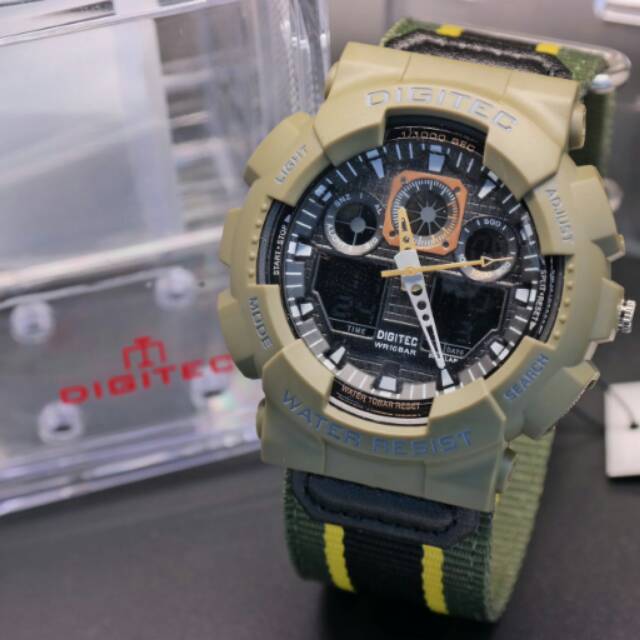 Jam Tangan Sports Pria Digitec 2109 Kanvas Green Army Original