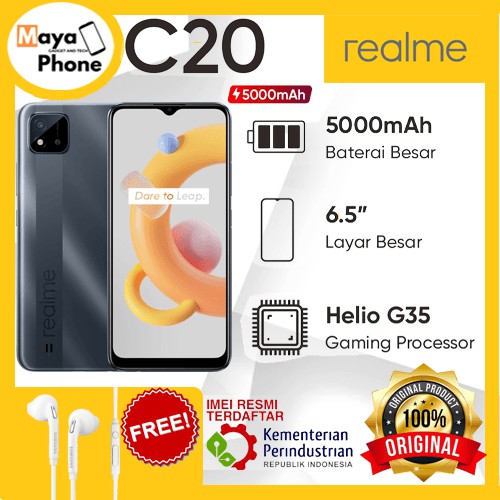 HP realme C20 2 32GB/realme c21 3 32 5000 mAh, 6.5" inc, Helio G35 GARANSI RESMI
