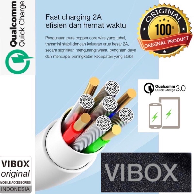 PROMO KABEL DATA MAKARON VIBOX ORIGINAL 100CM MICRO TYPE C