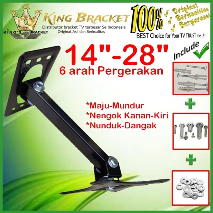 Bracket Tv Monitor Lengan 14&quot; s/d 28&quot; 6 arah Fleksible KB.SWKNM-001