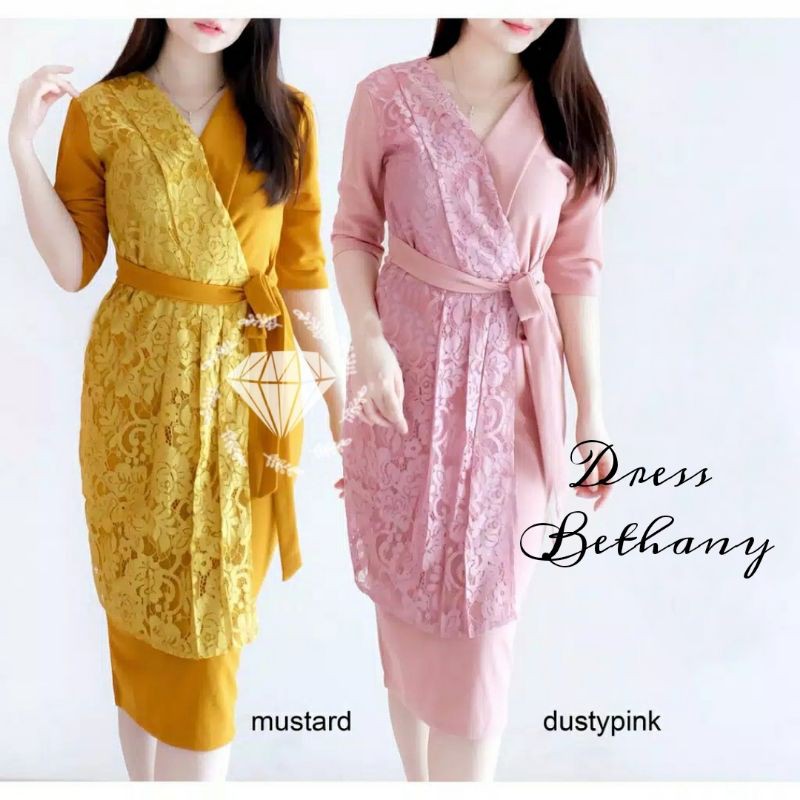 DRESS FASHION BETHANY, SCUBA BRUKAT, DRESS MAXY, 2 UKURAN