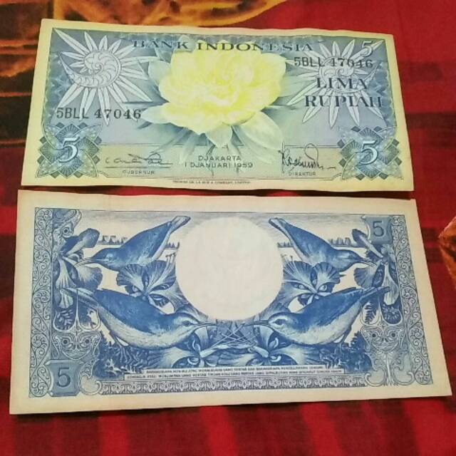 Uang kuno 5 rupiah seri bunga