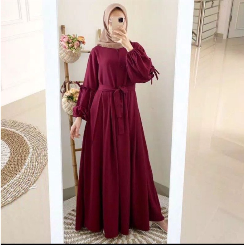 Bagja fashion-Aespa dress gamis wanita tangan balon gamis murah gamis Bandung gamis terbaru