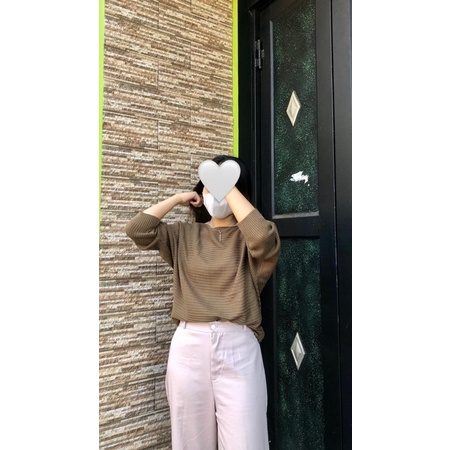 batwing sweater atasan rajut blouse rajut-Sweater Bronze