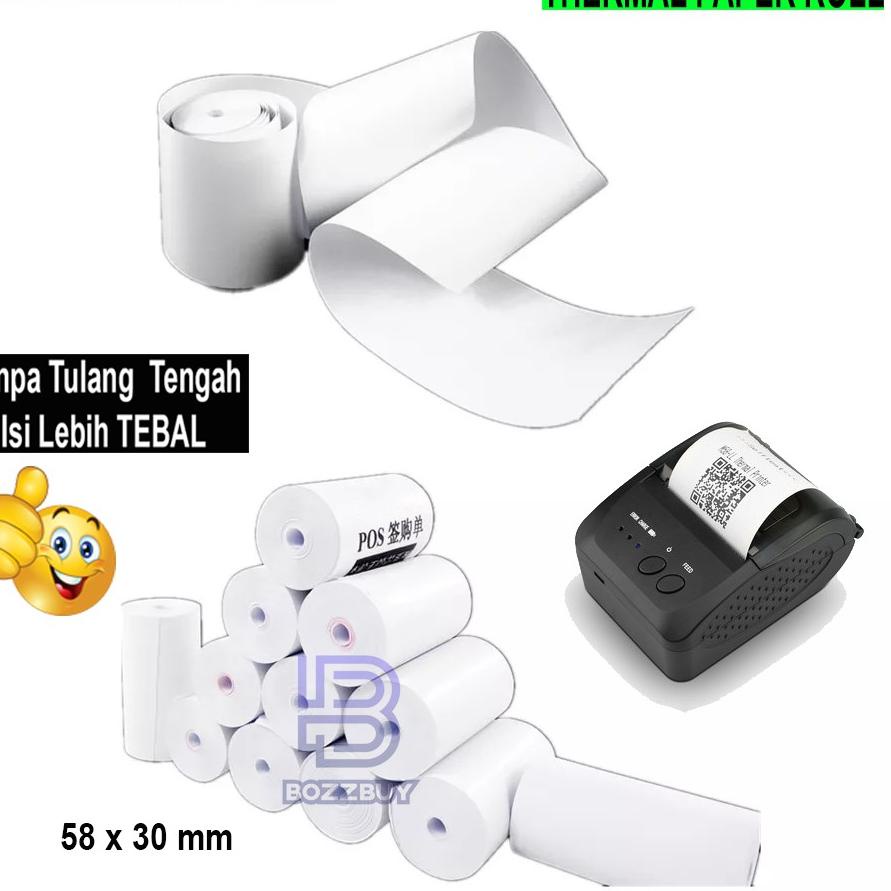 

[KODE QLLW9] Bozzbuy - Paket 10 Roll Kertas Printer Thermal 58mm x 30mm