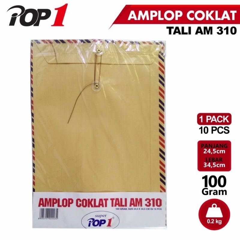 

(1pack =isi 10) Amplop coklat tali Folio 310 Lamaran kerja J-plus / Pop1 / Executive