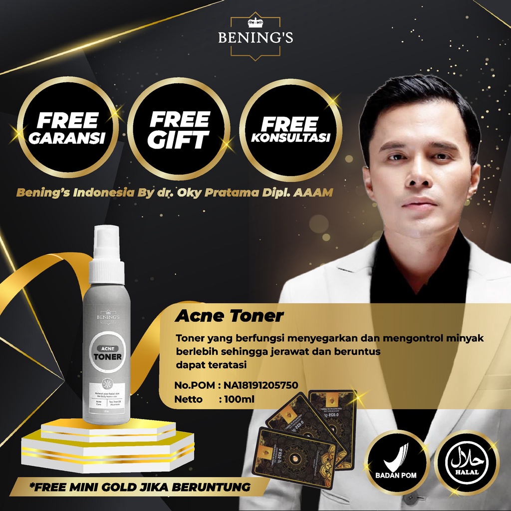 BENING'S TONER | MENYEGARKAN &amp; MENSTABILKAN PH KULIT I FREE GIFT SIAP KIRIM SELURUH INDONESIA