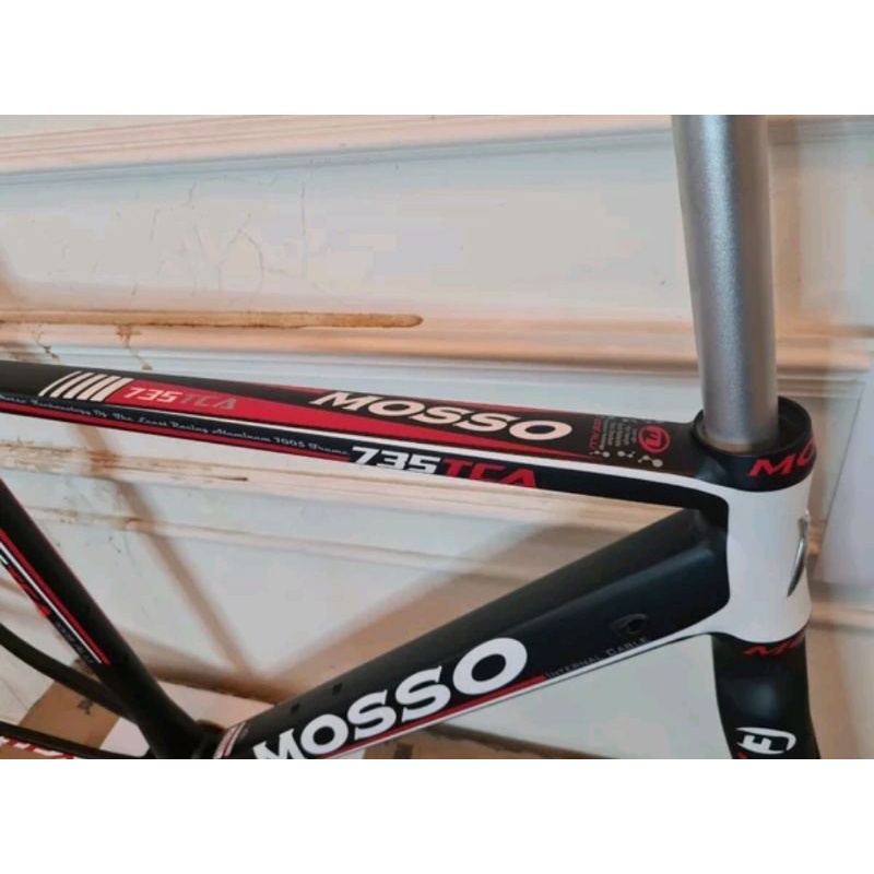 Frame Roadbike Mosso 735TCA Size 520mm Warna Hitam Merah . Rangka Sepeda Balap Road Bike 735 TCA Size Ukuran 52cm 520 mm