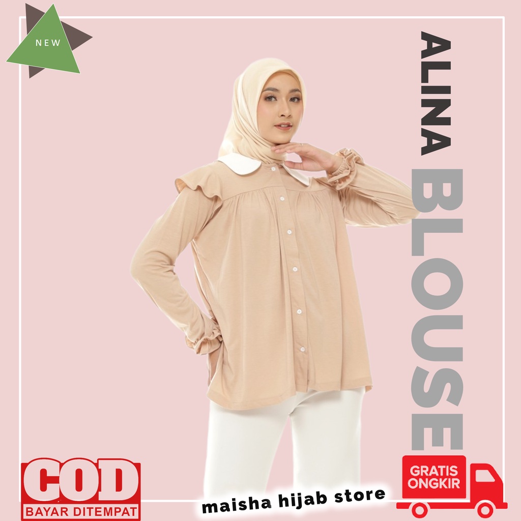 Baju Atasan Blouse Wanita Muslim Muslimah Import Polos Lengan Panjang Wanita Remaja Cewek Cewe Fashi