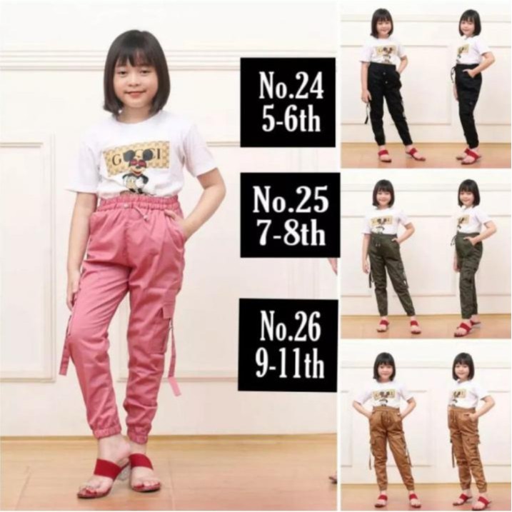 TERMURAH // CELANA JOGER CARGO ANAK USIA 5 - 10 TAHUN // JOGER SAKU SAMPING RING TALI // CELANA ANAK
