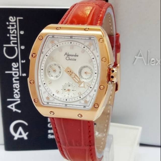 Jam Alexandre Christie AC 6411 BF Rose Gold Red