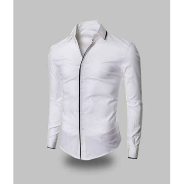 Kemeja pria kasual warna putih FM91