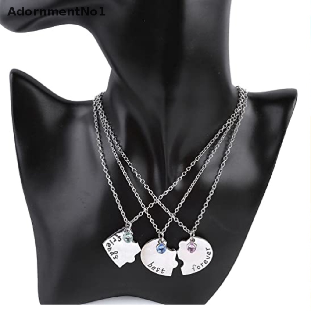 (AdornmentNo1) 3pcs / Set Kalung Rantai Fashion Gaya Korea Liontin Hati Motif Tulisan Best Friend Untuk Wanita