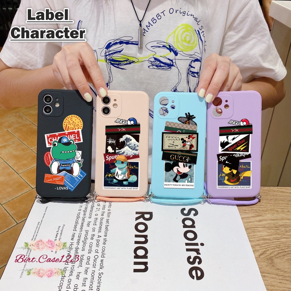 SOFTCASE SILIKON SLINGCASE TALI LANYARD STRAP PHONE MACARON PELINDUNG KAMERA LABEL CHARACTER OPPO VIVO SAMSUNG XIAOMI REDMI REALME IPHONE ALL TYPE BC6324