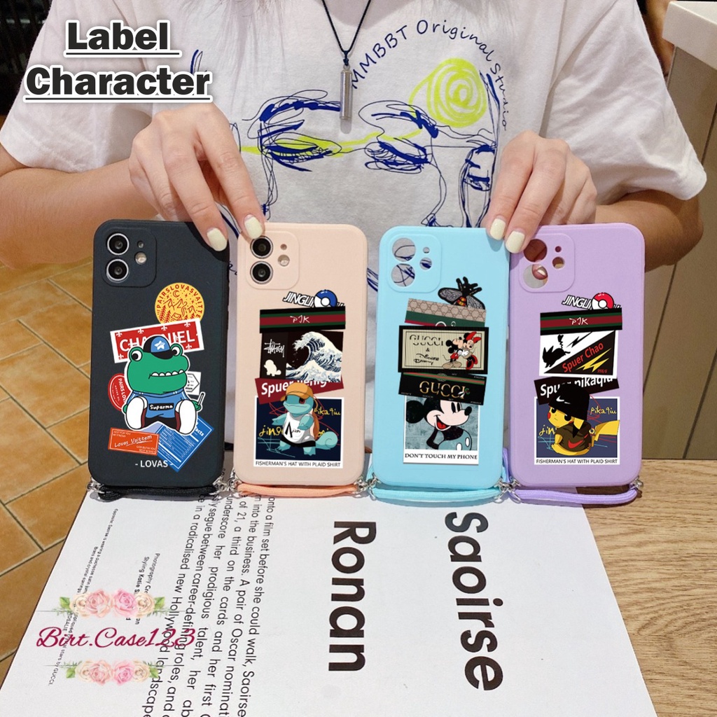 SOFTCASE SILIKON SLINGCASE TALI LANYARD STRAP PHONE MACARON PELINDUNG KAMERA LABEL CHARACTER OPPO VIVO SAMSUNG XIAOMI REDMI REALME IPHONE ALL TYPE BC6324