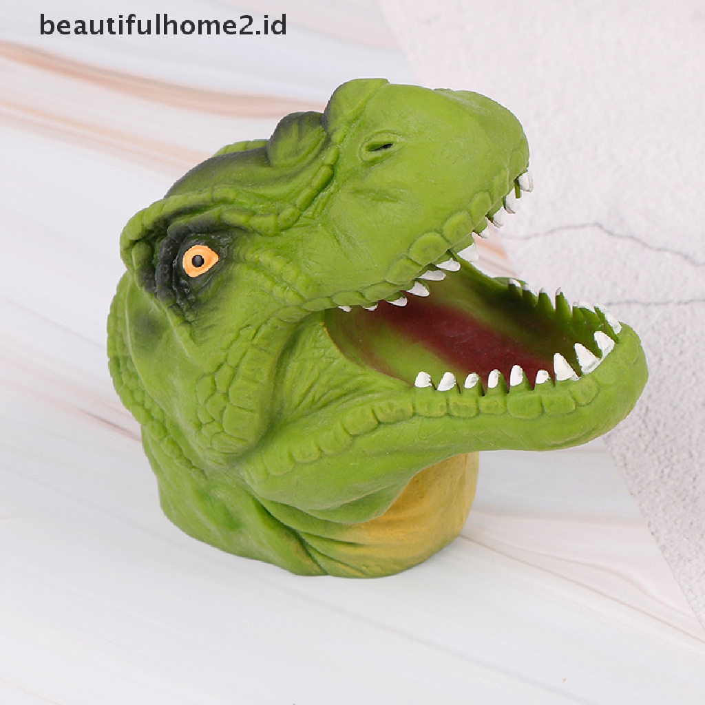 (Beautifulhome2.Id) Mainan Boneka Tangan Bentuk Kepala Dinosaurus Bahan Vinyl Lembut Untuk Hadiah Anak